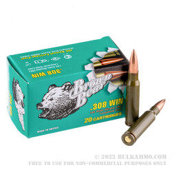 500 Rounds of .308 Win Ammo by Brown Bear - 145gr FMJ
