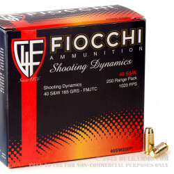 1000 Rounds of .40 S&W Ammo by Fiocchi - 165gr FMJ