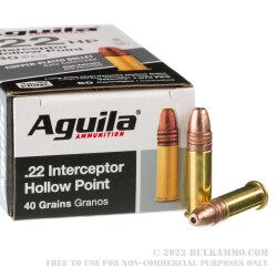 50 Rounds of .22 LR Ammo by Aguila Interceptor - 40gr CPHP