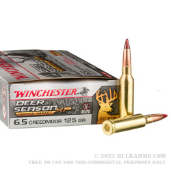 20 Rounds of 6.5mm Creedmoor Ammo by Winchester Deer Season XP Copper Impact - 125gr Extreme Point
