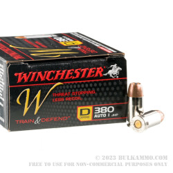 20 Rounds of .380 ACP Ammo by Winchester - 95gr JHP