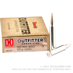 20 Rounds of .300 Win Mag Ammo by Hornady Outfitter - 180gr GMX