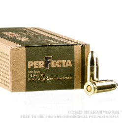 50 Rounds of 9mm Ammo by Fiocchi Perfecta - 115gr FMJ