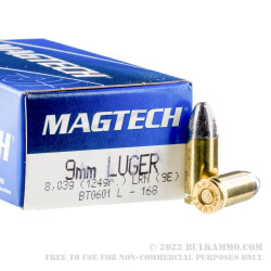 50 Rounds of 9mm Ammo by Magtech - 124gr LRN
