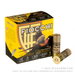 25 Rounds of 12ga Ammo by Fiocchi Golden Pheasant - 1 3/4 ounce #5 shot