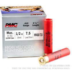 250 Rounds of .410 Ammo by PMC High Velocity Hunting Load - 1/2 ounce #7.5 Shot