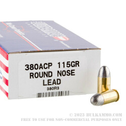 50 Rounds of .380 ACP Ammo by Ultramax Remanufactured - 115gr LRN