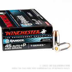 50 Rounds of .45 ACP Ammo by Winchester - Ranger T Series - +P 230gr JHP