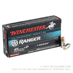 50 Rounds of .45 ACP Ammo by Winchester - Ranger T Series - +P 230gr JHP