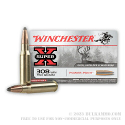 200 Rounds of .308 Win Ammo by Winchester - 150gr Power Point