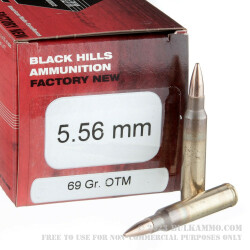 50 Rounds of 5.56x45 Ammo by Black Hills Ammunition - 69gr OTM
