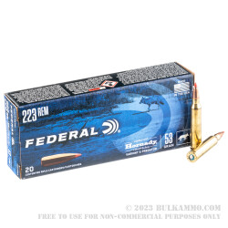 200 Rounds of .223 Ammo by Federal Varmint & Predator - 53gr V-MAX