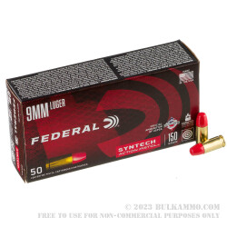 50 Rounds of 9mm Ammo by Federal Syntech Action Pistol - 150gr Total Synthetic Jacket