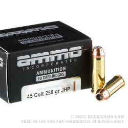 20 Rounds of .45 Long-Colt Ammo by Ammo Inc. - 250gr JHP