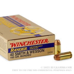 50 Rounds of .40 S&W Ammo by Winchester Ranger Bonded - 165gr JHP