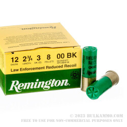 25 Rounds of 12ga Ammo by Remington - 2-3/4" 00 Buck