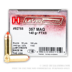 250 Rounds of .357 Mag Ammo by Hornady - 140gr FTX