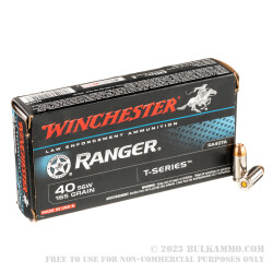 500 Rounds of 40 S&W Ammo by Winchester Ranger T-Series - 165gr JHP