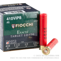 250 Rounds of .410 ammo by Fiocchi - 2-1/2" 1/2 ounce #8 Shot