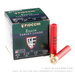 250 Rounds of .410 ammo by Fiocchi - 2-1/2" 1/2 ounce #8 Shot
