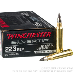 20 Rounds of .223 Ammo by Winchester Silvertip - 64gr Defense Tip