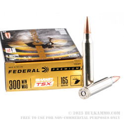 20 Rounds of .300 Win Mag Ammo by Federal - 165gr TSX