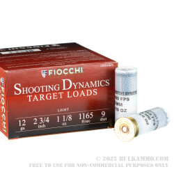 250 Rounds of 12ga Ammo by Fiocchi - 1 1/8 ounce #9 shot