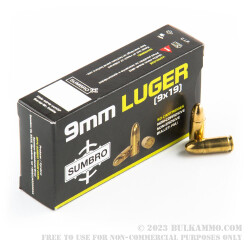 1000 Rounds of 9mm Ammo by Sumbro - 115gr FMJ