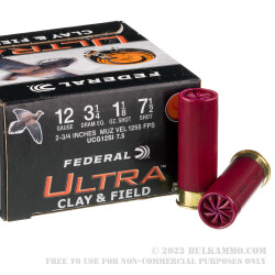 250 Rounds of 12ga Ammo by Federal Ultra Clay & Field - 1 1/8 ounce #7 1/2 shot