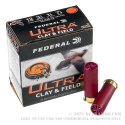 250 Rounds of 12ga Ammo by Federal Ultra Clay & Field - 1 1/8 ounce #7 1/2 shot
