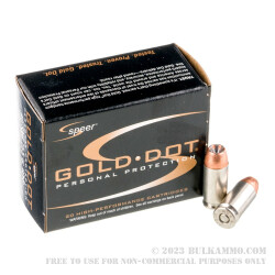 20 Rounds of .40 S&W Ammo by Speer - 165gr JHP