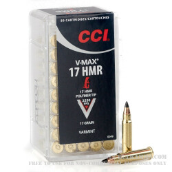 50 Rounds of .17HMR Ammo by CCI - 17gr V-Max