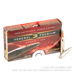 20 Rounds of .308 Win Ammo by Federal Premium - 165gr Sierra GameKing SPBT