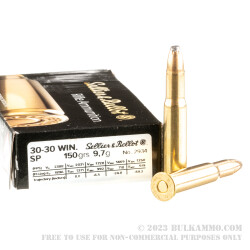 500 Rounds of 30-30 Win Ammo by Sellier & Bellot - 150gr SP