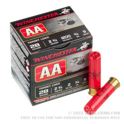 250 Rounds of 28ga Ammo by Winchester AA - 3/4 ounce #9 shot