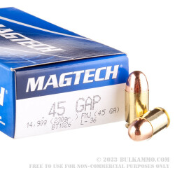 50 Rounds of .45 GAP Ammo by Magtech - 230gr FMJ