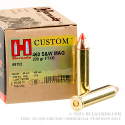 20 Rounds of .460 S&W Ammo by Hornady - 200gr FTX