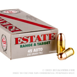 50 Rounds of .45 ACP Ammo by Estate Cartridge - 230gr FMJ