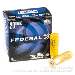 250 Rounds of 20ga Ammo by Federal Top Gun Sporting - 7/8 ounce #7.5 shot