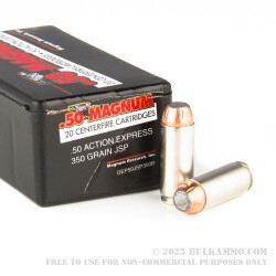 20 Rounds of .50 AE Ammo by Magnum Research - 350gr Jacketed Soft Point