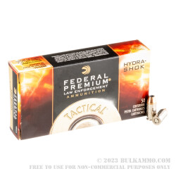 50 Rounds of .380 ACP Ammo by Federal Hydra-Shok - 90gr JHP