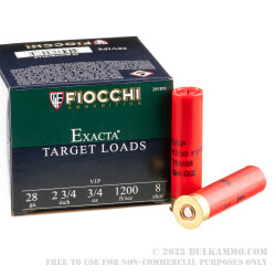 250 Rounds of 28ga Ammo by Fiocchi -  3/4 oz. #8 shot