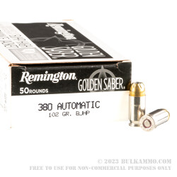 50 Rounds of .380 ACP Ammo by Remington Golden Saber - 102gr BJHP