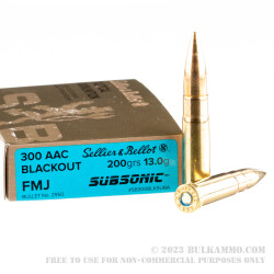 500 Rounds of .300 AAC Blackout Ammo by Sellier & Bellot - 200gr FMJ