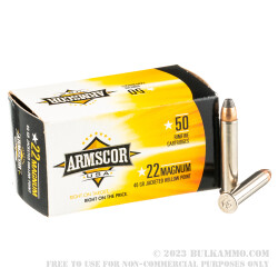 50 Rounds of .22 WMR Ammo by Armscor - 40gr JHP