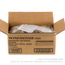 1000 Rounds of .223 Ammo by Winchester USA - 55gr FMJ
