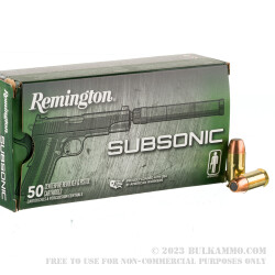 50 Rounds of .45 ACP Ammo by Remington Subsonic - 230gr FNEB