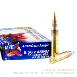 500 Rounds of 5.56x45 Ammo by Federal American Eagle - 55gr FMJBT