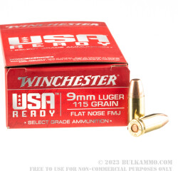 50 Rounds of 9mm Ammo by Winchester USA Ready - 115gr FMJ FN