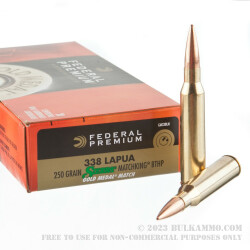20 Rounds of .338 Lapua Ammo by Federal - 250gr HPBT